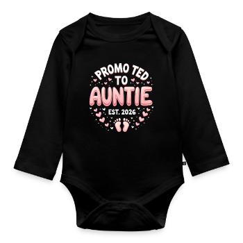 Aunt 2026 Aunt 2026 Promoted to Aunt 2026 - Organic Longsleeve Baby Bodysuit - black - Front