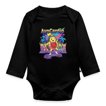 AvoCardio Fitness Party - Baby Bio-Langarm-Body - Schwarz - Vorne