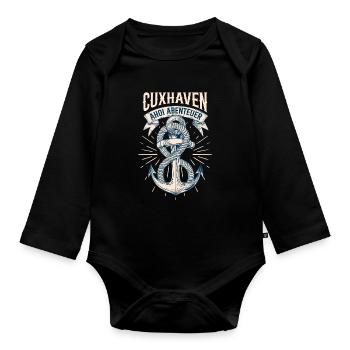 North Sea Holiday CUXHAVEN AHOY ADVENTURE Funny - Organic Longsleeve Baby Bodysuit - black - Front