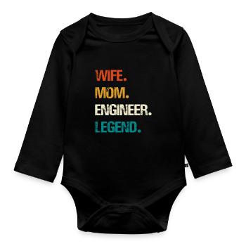 Légende de l’ingénieur – Technologie des femmes fortes - Body Bébé bio manches longues - noir - Devant