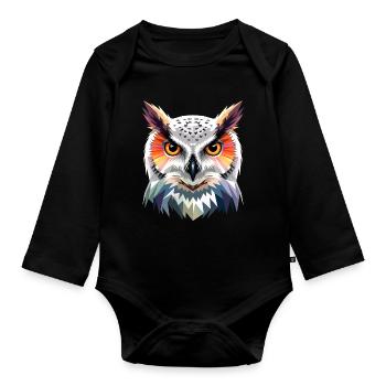 Chouette blanche Chouette Chouette Chouette Chouette Chouette Chouette des neiges - Body Bébé bio manches longues - noir - Devant