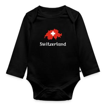 Switzlerland (texte blanc) - Body Bébé bio manches longues - noir - Devant