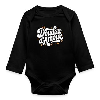 Love cuddly toy - Organic Longsleeve Baby Bodysuit - black - Front