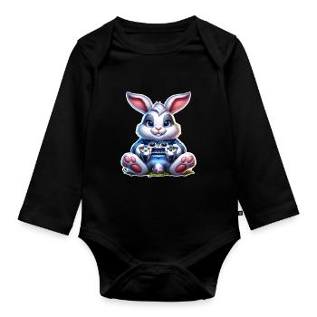 Osterhase Gaming Gamer - Baby Bio-Langarm-Body - Schwarz - Vorne