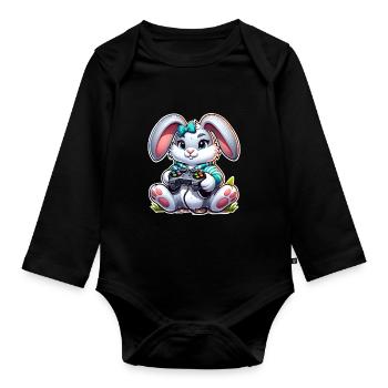 Osterhase Gaming - Baby Bio-Langarm-Body - Schwarz - Vorne