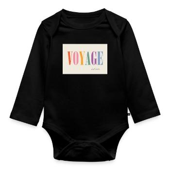 Voyage – c'est vivre - Organic Longsleeve Baby Bodysuit - black - Front