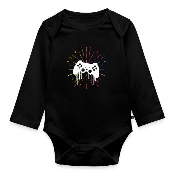 Gaming - Organic Longsleeve Baby Bodysuit - black - Front