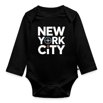 New York City USA Travel - Baby Bio-Langarm-Body - Schwarz - Vorne