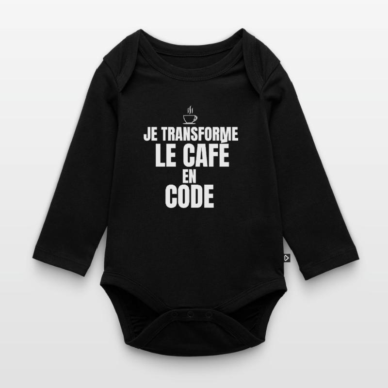 I turn coffee into code Organic Longsleeve Baby Bodysuit