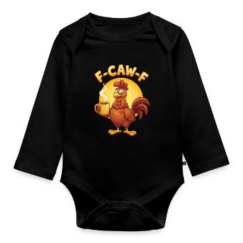 F Caw F Poulet au Café - Body Bébé bio manches longues - noir - Devant