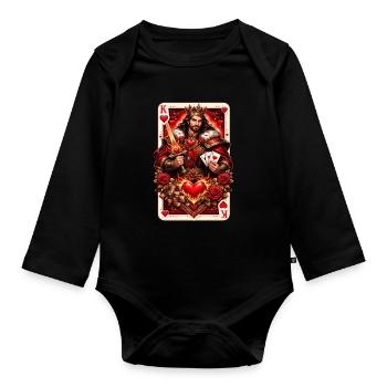 Playing Card King of Hearts Couple Shirt Valentine's Day No. 1 - Organic Longsleeve Baby Bodysuit - black - Front