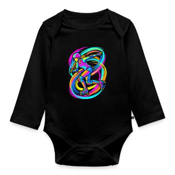 Roller skater - Organic Longsleeve Baby Bodysuit - black - Front