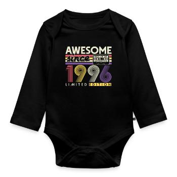 Cadeau rétro pour le 30e anniversaire 1996 - Body Bébé bio manches longues - noir - Devant