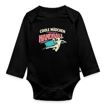Cute Handball Player Gift Girl - Organic Longsleeve Baby Bodysuit - black - Front