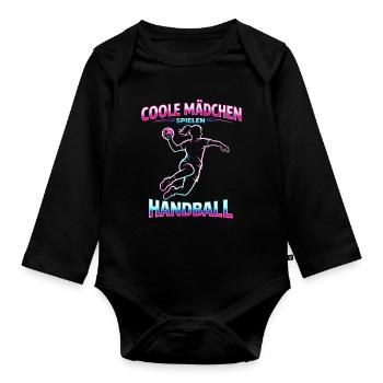 Cadeau de Noël de la Fille Handball - Body Bébé bio manches longues - noir - Devant