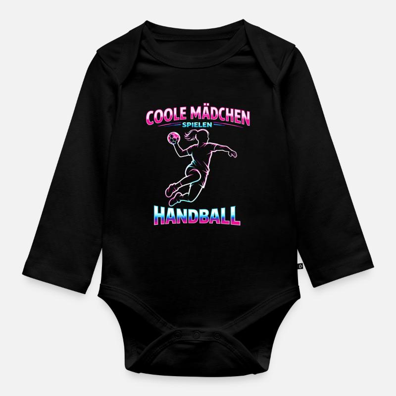 handball mädchen weihnachten geschenk - Baby Bio-Langarm-Body - Schwarz
