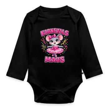 Karnevalsmaus Karneval Konfetti Geschenk - Baby Bio-Langarm-Body - Schwarz - Vorne