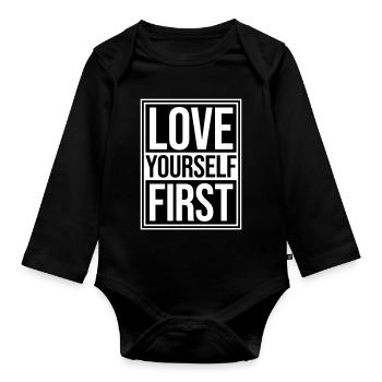 Love Yourself First Self-Love Self-Care - Organic Longsleeve Baby Bodysuit - black - Front