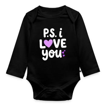 P.S. Je t’aime PS Journée de la Saint-Valentin Je t’aime - Body Bébé bio manches longues - noir - Devant