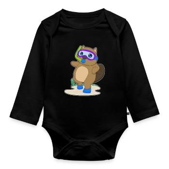 Biber Taucher Schnorchel Tauchen - Baby Bio-Langarm-Body - Schwarz - Vorne