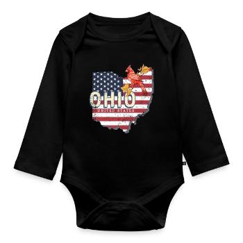 Ohio Vereinigte Staaten Vintage USA Souvenir - Baby Bio-Langarm-Body - Schwarz - Vorne