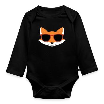 Fox Sunglasses Style - Organic Longsleeve Baby Bodysuit - black - Front