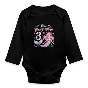 Diese Meerjungfrau Ist 3 Mädchen 3. Geburtstag - Baby Bio-Langarm-Body - Schwarz - Vorne