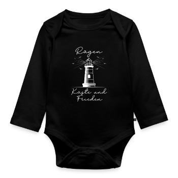 Island RÜGEN COAST AND PEACE Lighthouse Fun - Organic Longsleeve Baby Bodysuit - black - Front