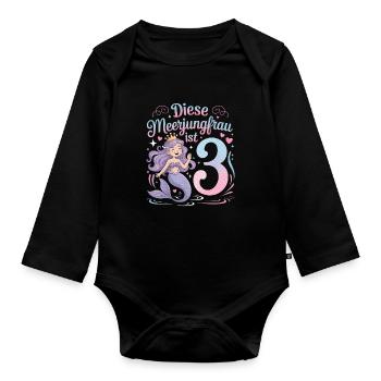 Diese Meerjungfrau Ist 3 Mädchen 3. Geburtstag - Baby Bio-Langarm-Body - Schwarz - Vorne