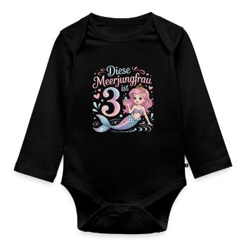 Diese Meerjungfrau Ist 3 Mädchen 3. Geburtstag - Baby Bio-Langarm-Body - Schwarz - Vorne