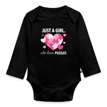 Juste une fille qui adore les énigmes - Body Bébé bio manches longues - noir - Devant