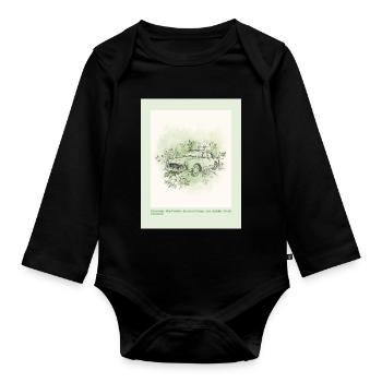 Voiture vintage avec cadre fleuri - Body Bébé bio manches longues - noir - Devant