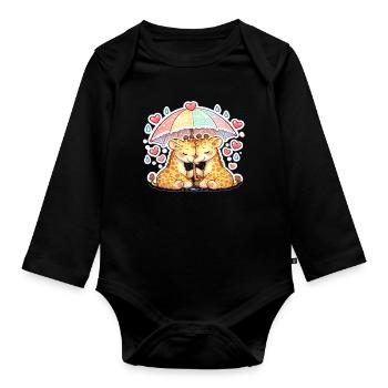 Regenbogenpfote Umarmung giraffe paar - Baby Bio-Langarm-Body - Schwarz - Vorne