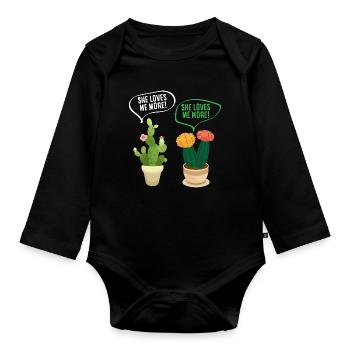 Amateur des plantes, plantes amoureuses des fleurs succulentes, amour - Body Bébé bio manches longues - noir - Devant