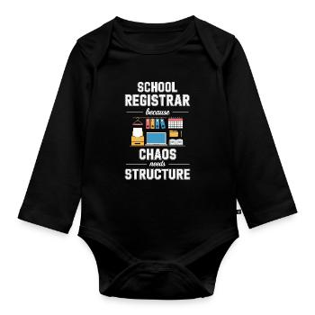 Travail du secrétariat scolaire avec Heart pour le bureau scolaire - Body Bébé bio manches longues - noir - Devant