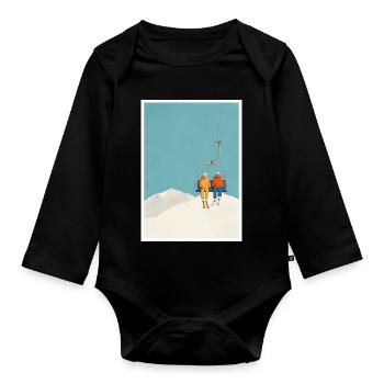 Snowbound Ski Lift Duo - Organic Longsleeve Baby Bodysuit - black - Front