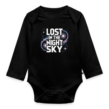 Astronomer Galaxy Outerspace Universe Astronomy - Organic Longsleeve Baby Bodysuit - black - Front
