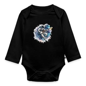 Weltraum-Astronaut mit Bassgitarre - Baby Bio-Langarm-Body - Schwarz - Vorne