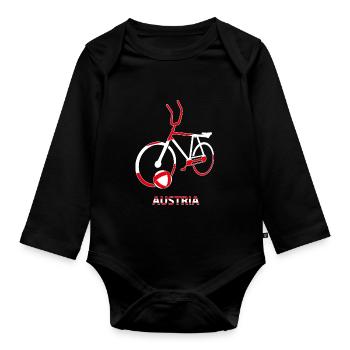Radball, Cycleball, Hallenradsport, Austria - Baby Bio-Langarm-Body - Schwarz - Vorne