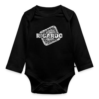 Ricardo as a baby bump - Organic Longsleeve Baby Bodysuit - black - Front