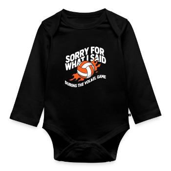 Beachvolleyball Quote Volleyball - Organic Longsleeve Baby Bodysuit - black - Front