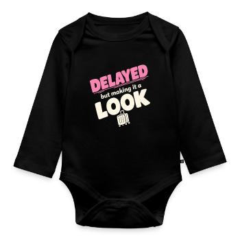 Reiseangst-humor, Flughafen-chaos, Fliegen Ist - Baby Bio-Langarm-Body - Schwarz - Vorne