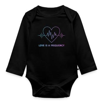 Love Is a Frequency - Herzfrequenz der Liebe - Baby Bio-Langarm-Body - Schwarz - Vorne