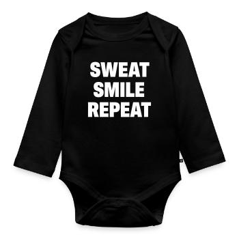 Sweat Smile Repeat - Baby Bio-Langarm-Body - Schwarz - Vorne