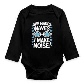 Dictions de natation : Drôle de cadeau de natation - Body Bébé bio manches longues - noir - Devant