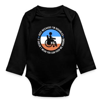 Rollstuhl - Baby Bio-Langarm-Body - Schwarz - Vorne