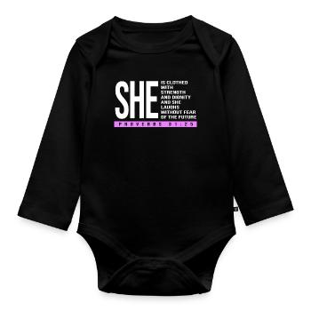 Chapter 31 Bible Proverb Jesus Christ Bible Verse - Organic Longsleeve Baby Bodysuit - black - Front
