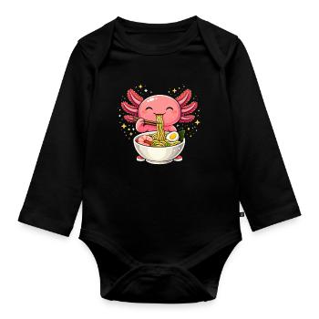 Ange ramen avec des nouilles - Body Bébé bio manches longues - noir - Devant