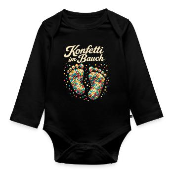 Carnival Confetti Pregnancy Expectant - Organic Longsleeve Baby Bodysuit - black - Front