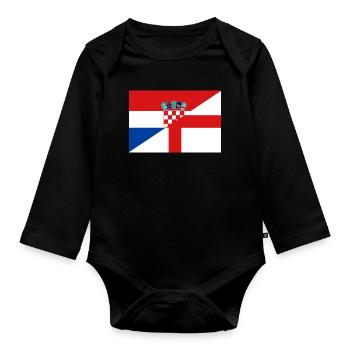 Croatia England Flag - Organic Longsleeve Baby Bodysuit - black - Front
